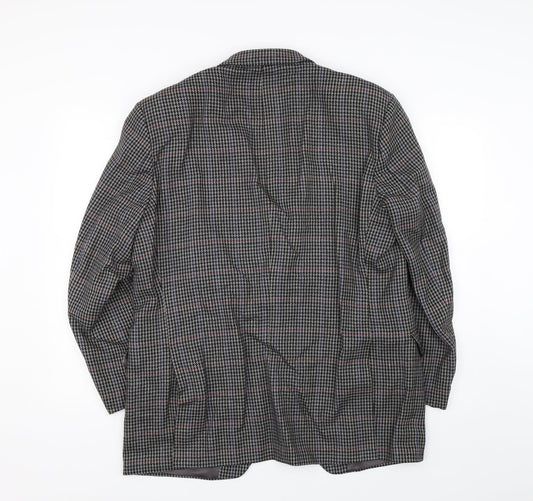 H.T Burt Mens Grey Houndstooth  Jacket Suit Jacket Size L