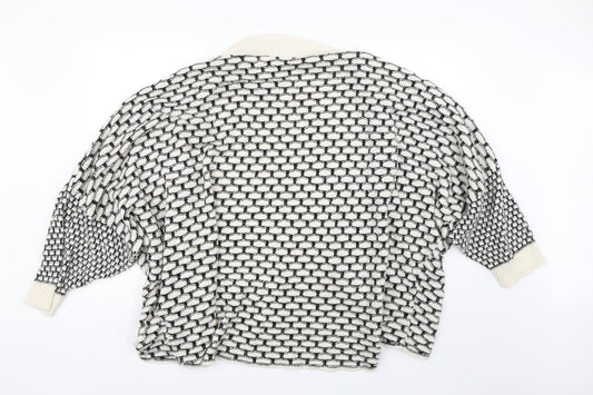 NEXT Womens White Geometric  Cardigan Jumper Size XL