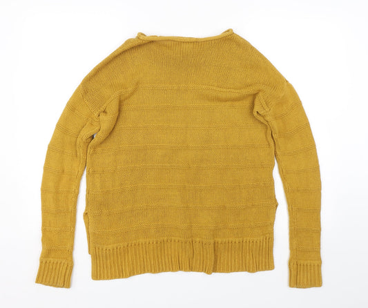 H&M Womens Yellow Striped Knit Pullover Jumper Size XS