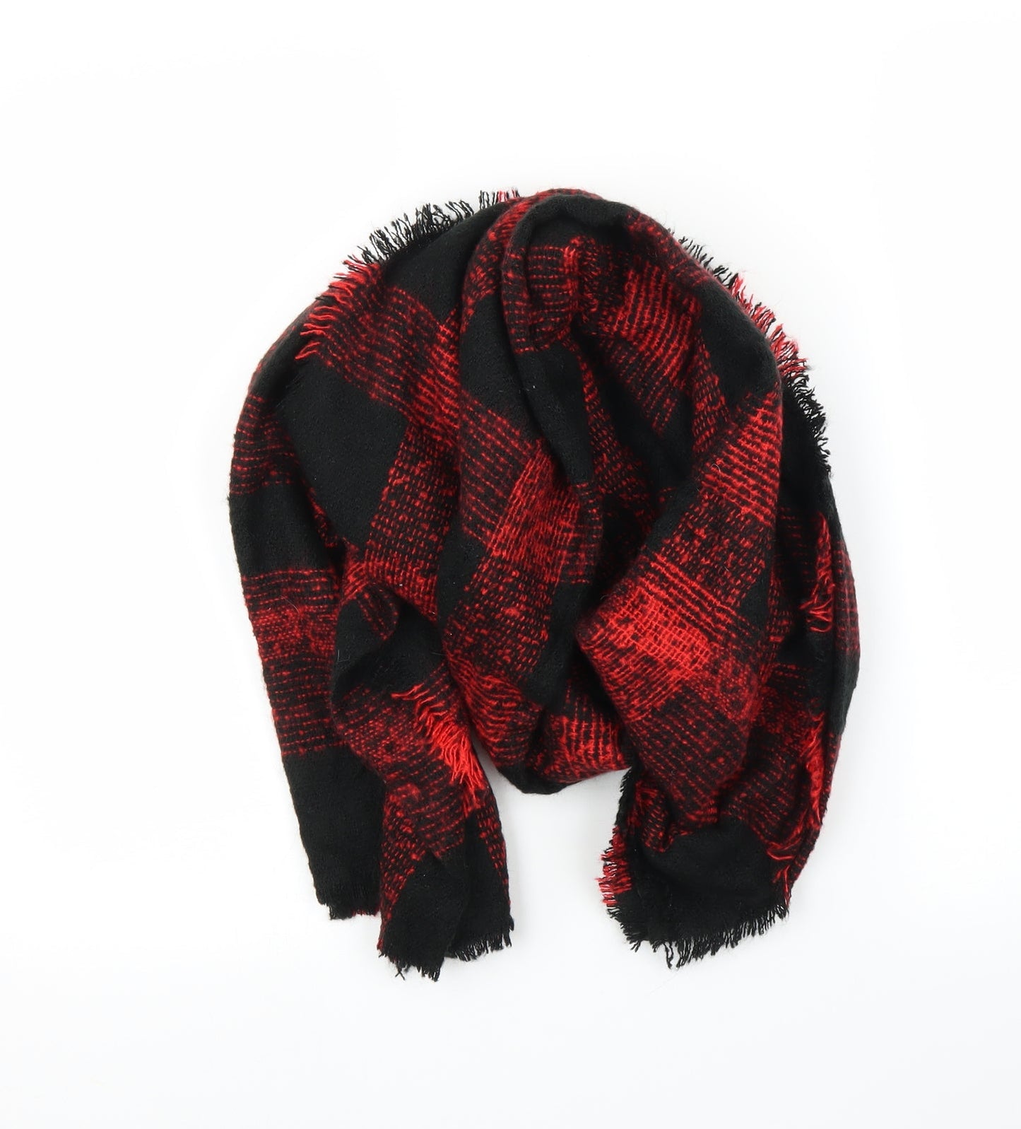 Preworn Unisex Red Plaids & Checks  Square Scarf Scarf One Size