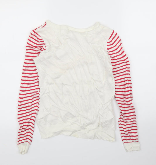 Dorothy Perkins Womens White Striped  Pullover Jumper Size 8