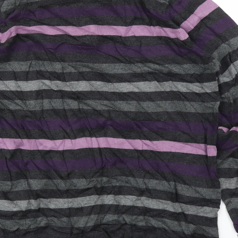 M&S Mens Purple Striped  Pullover Jumper Size S