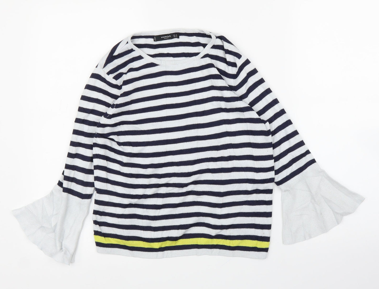 Mango Womens Blue Striped  Pullover Jumper Size S