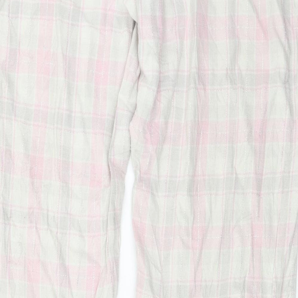 H&M  Womens White Check  Trousers  Size M L25 in