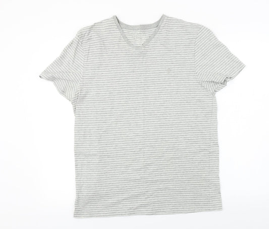 Easy  Mens Grey Striped   T-Shirt Size L