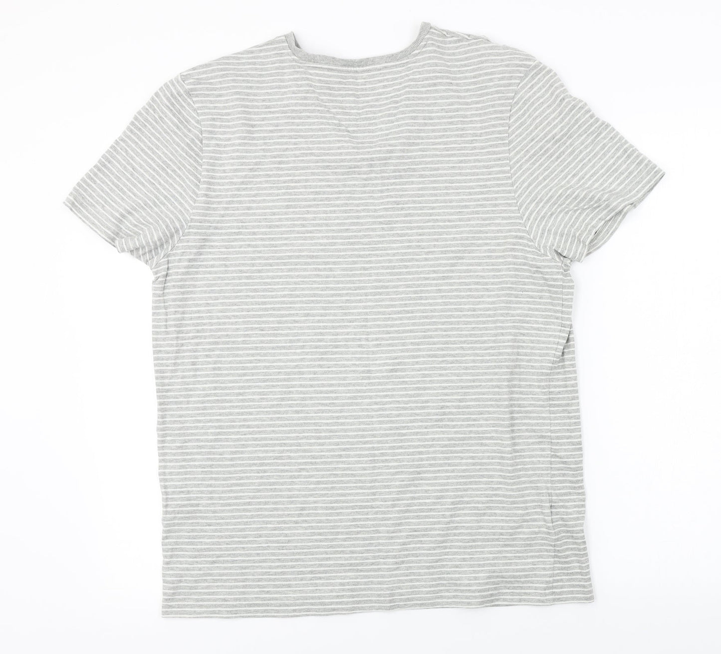 Easy  Mens Grey Striped   T-Shirt Size L