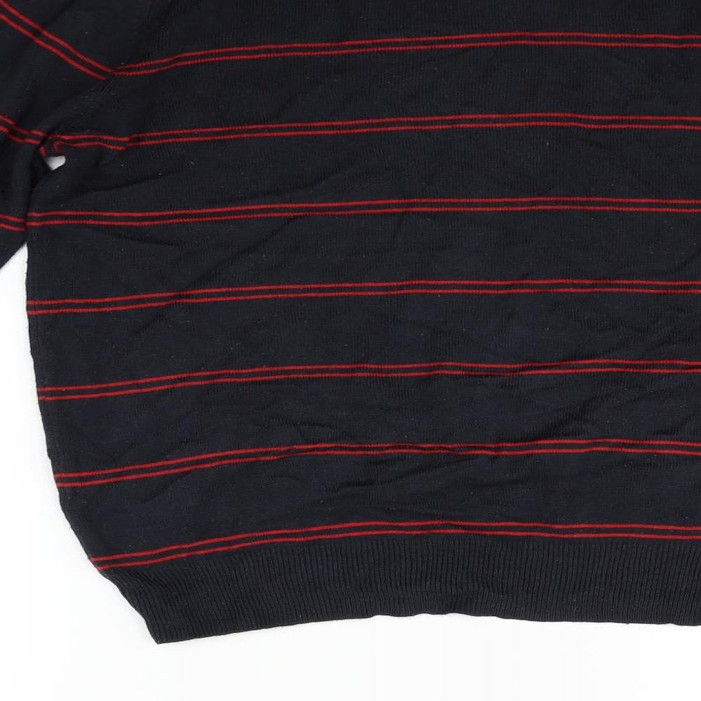 Marks and Spencer Mens Black Striped  Pullover Jumper Size M