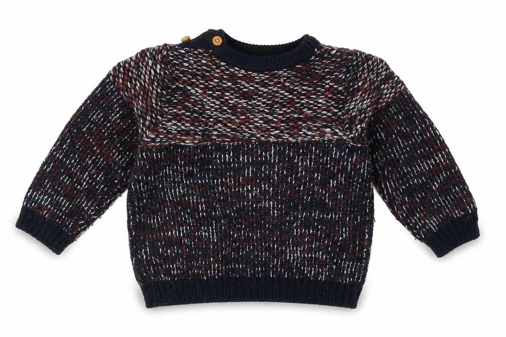 Front view of Marks & Spencer boys’ blue jumper, size 3-6, months