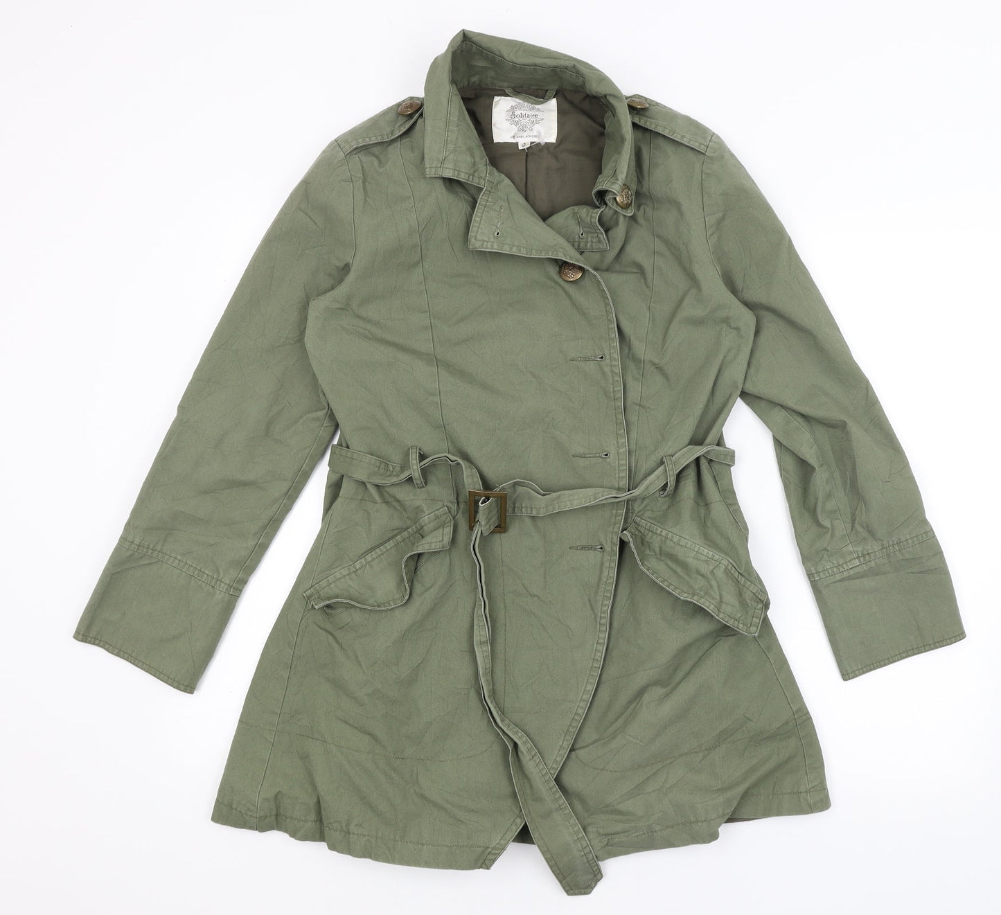 Solitaire Womens Green   Overcoat Coat Size S