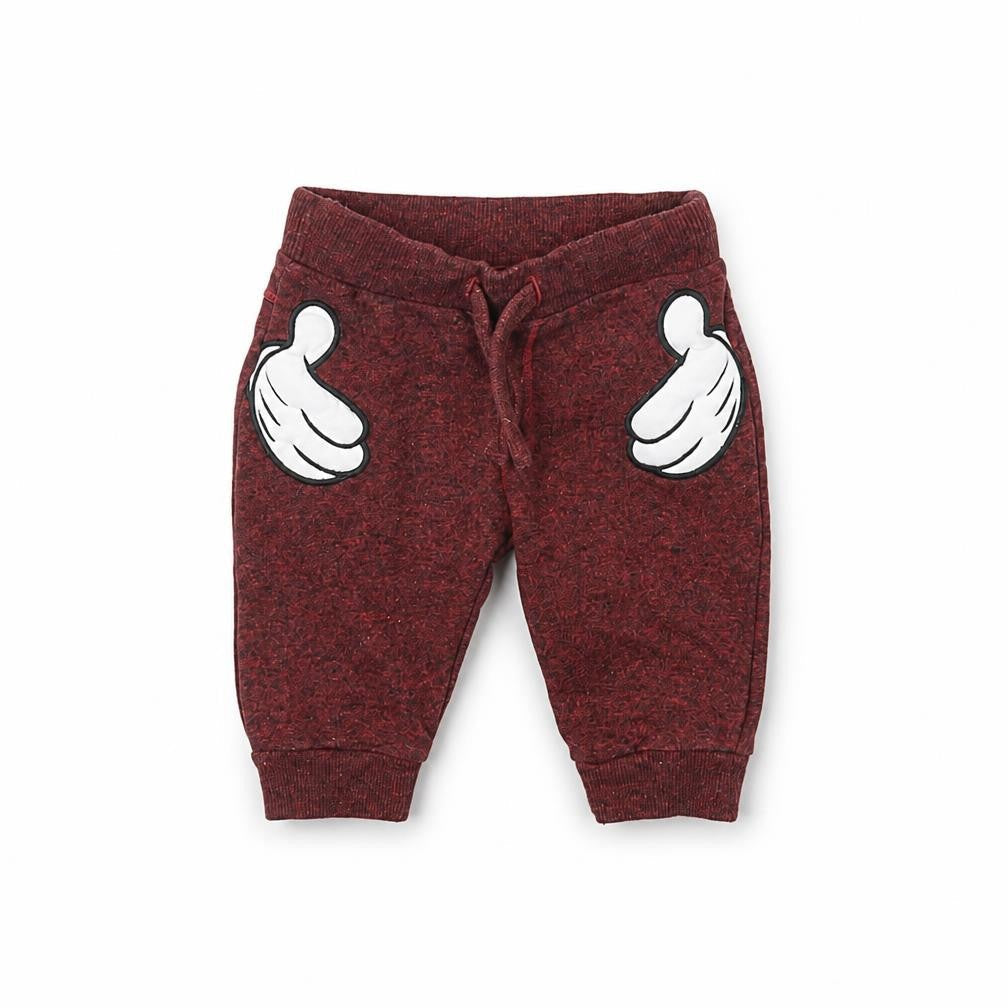 Front view of Disney Baby Baby Red Jogger Trousers, size 0-3, Months - Mickey and Friends