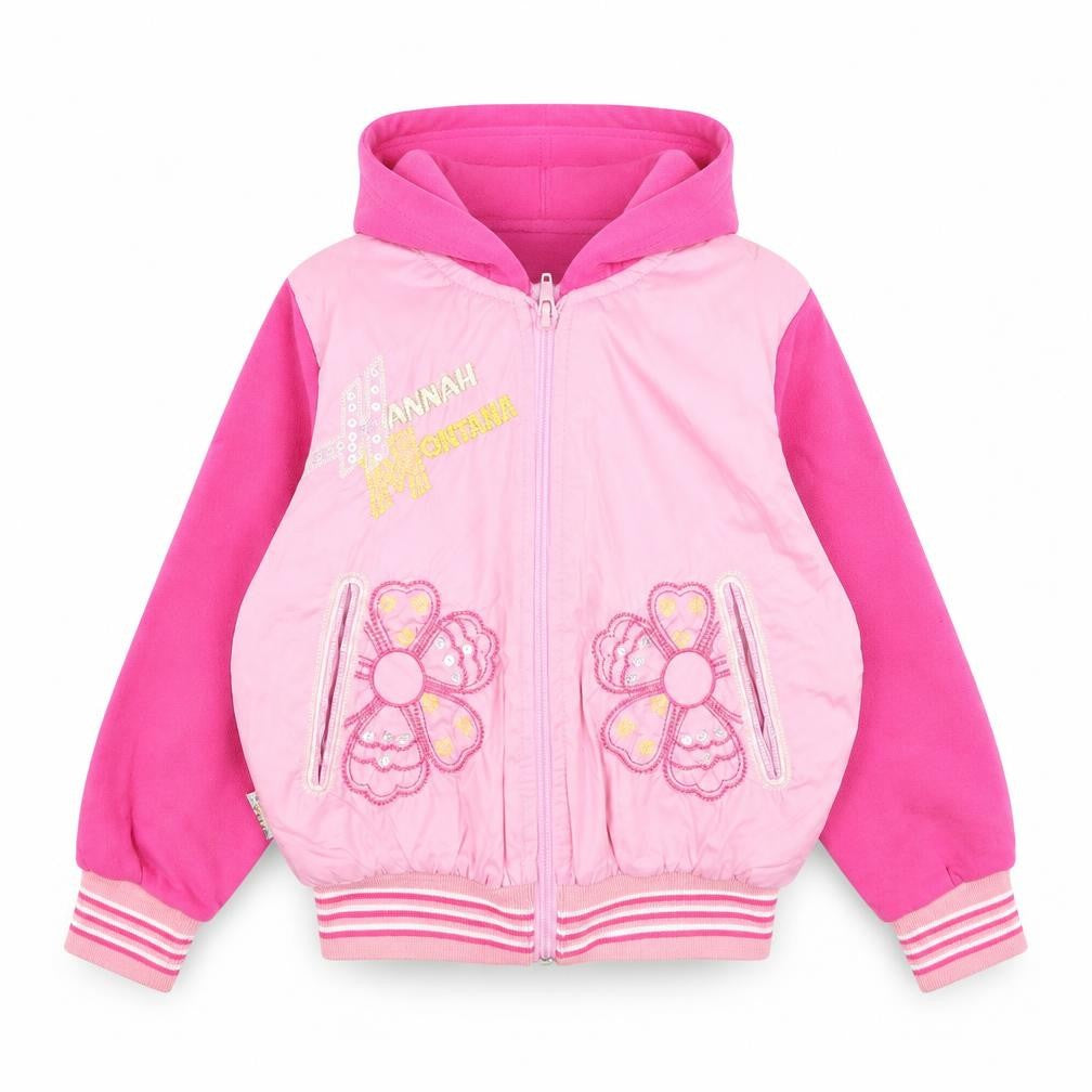 Front view of Preworn girls’ pink jacket, size 2, years - hannah montana