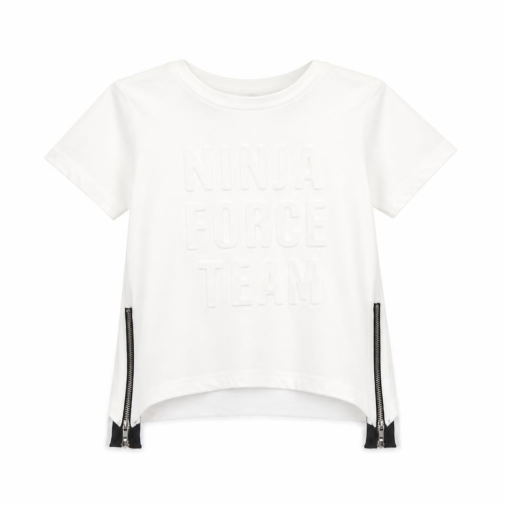 Front view of chicaprie Baby White Basic T-Shirt, size 18-24, Months