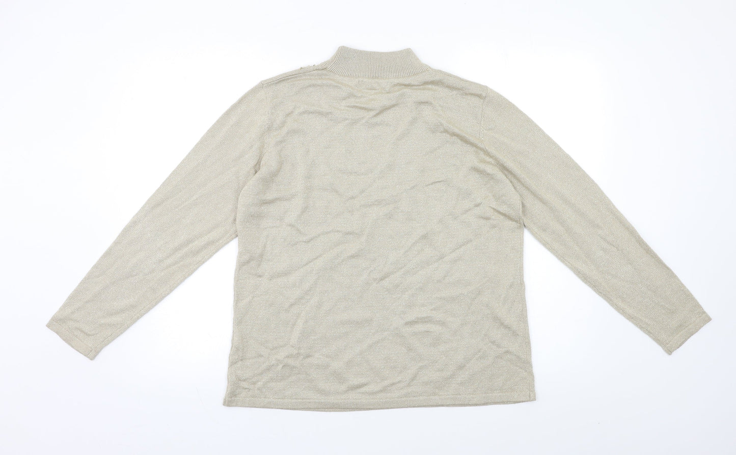 Bonmarché Womens Beige   Pullover Jumper Size M  - Embelished Neckline