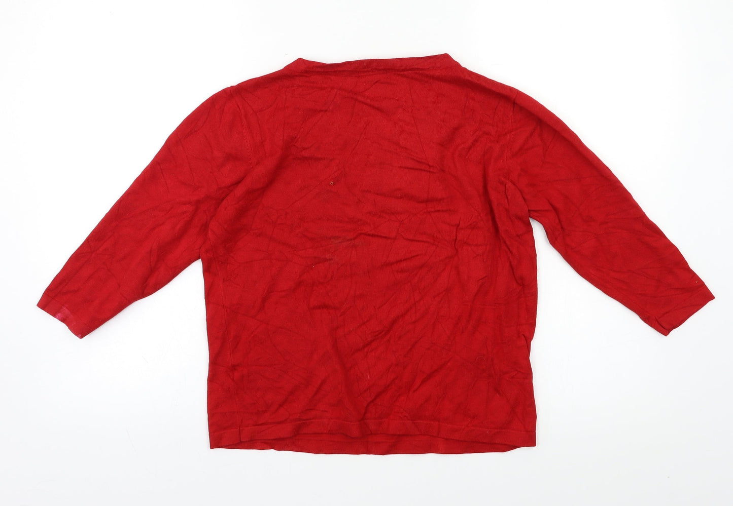 BM Womens Red   Pullover Jumper Size S  - Embelished Neckline