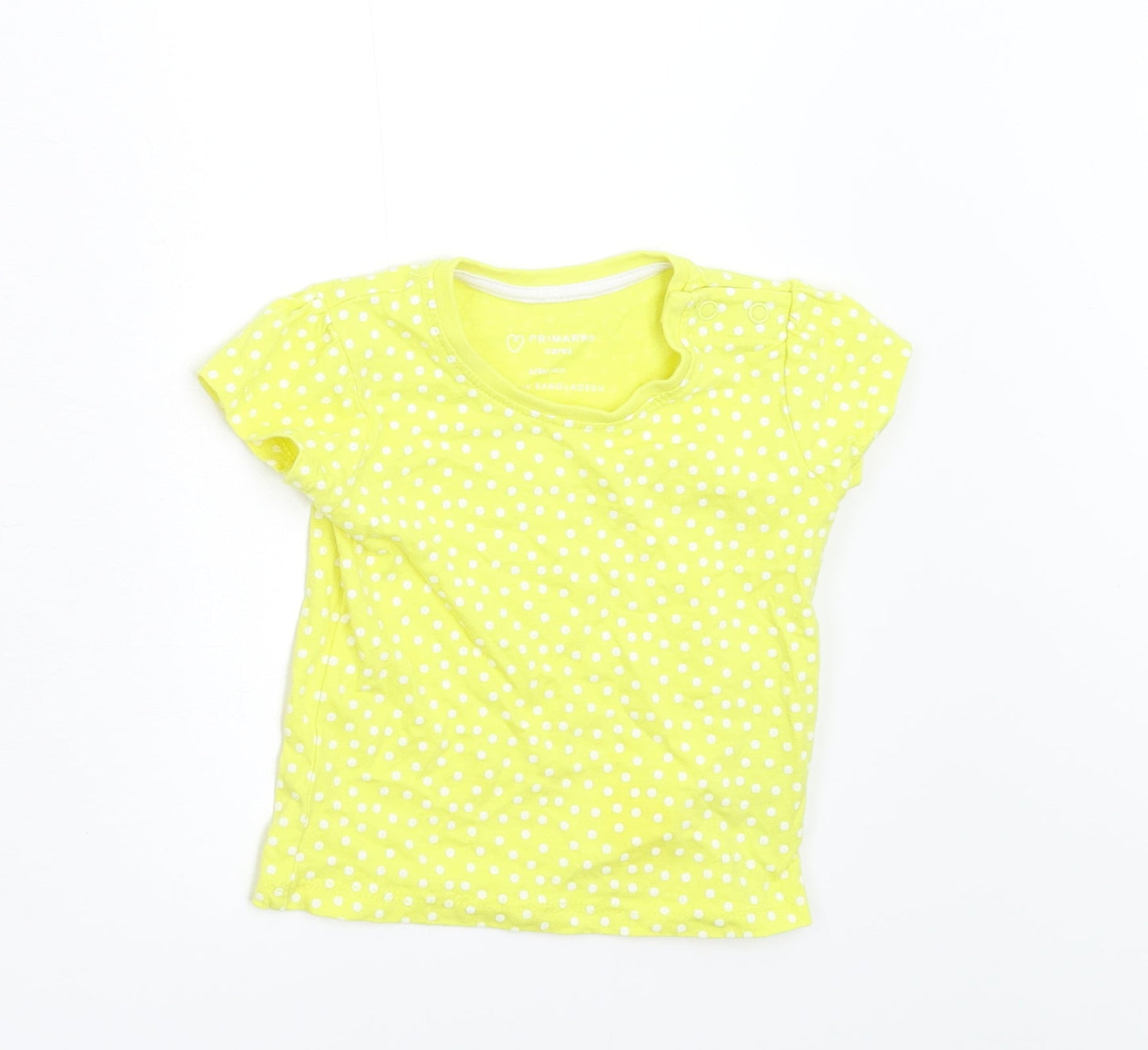 Primark Baby Yellow Polka Dot  Basic T-Shirt Size 6-9 Months