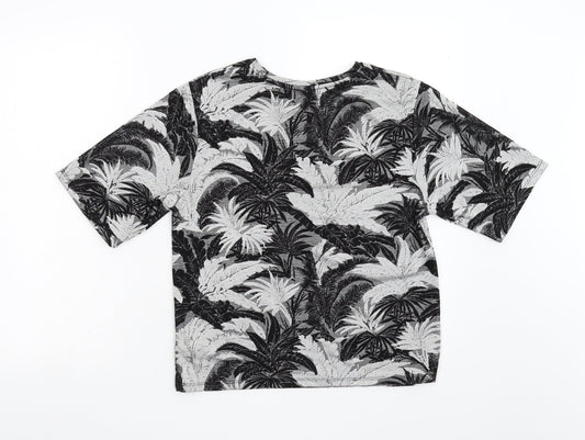 Topshop Womens Grey Floral  Basic T-Shirt Size 8