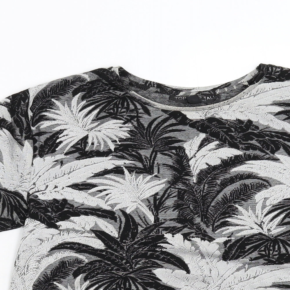 Topshop Womens Grey Floral  Basic T-Shirt Size 8