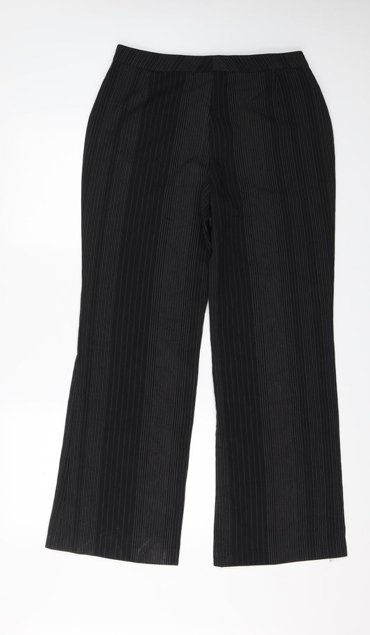 Marks and Spencer Womens Black Striped  Dress Pants Trousers Size 14 L28 in