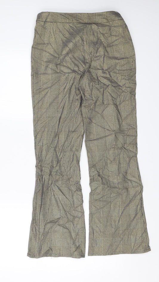 Preworn Womens Gold Plaid  Trousers  Size 10 L25 in