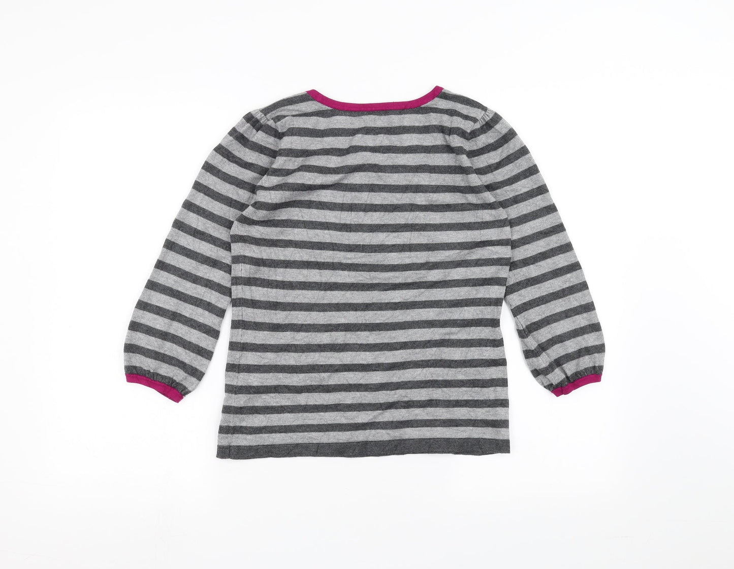 Marks and Spencer Womens Grey Striped  Pullover Jumper Size 12