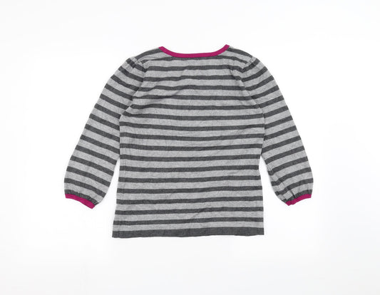Marks and Spencer Womens Grey Striped  Pullover Jumper Size 12