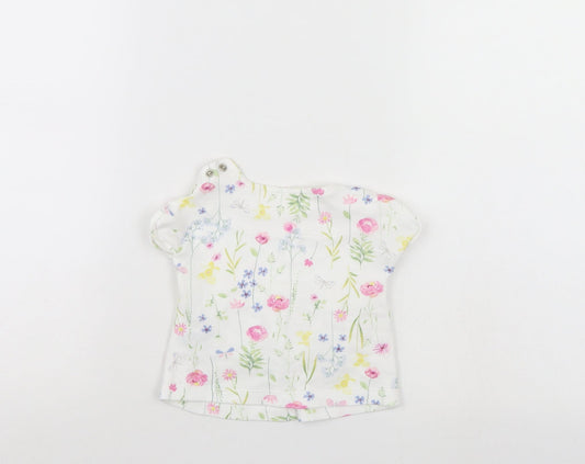 Mothercare Girls White Floral  Tunic Blouse Size 0-3 Months