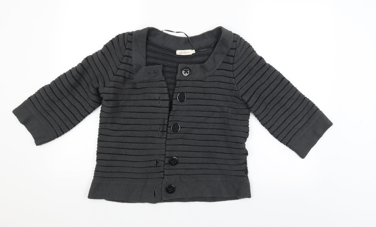 Additional front view of Vacknox women’s black striped cardigan jumper, size S