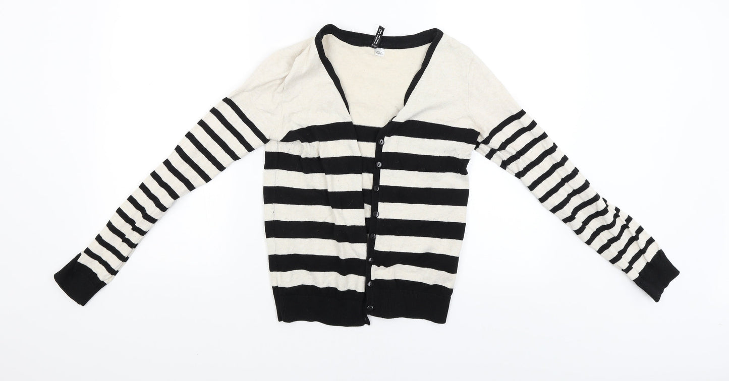 Divided Womens Black Striped  Cardigan Jumper Size 38