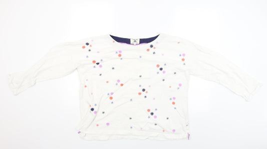 Night Owl Womens White Polka Dot  Pullover Jumper Size M
