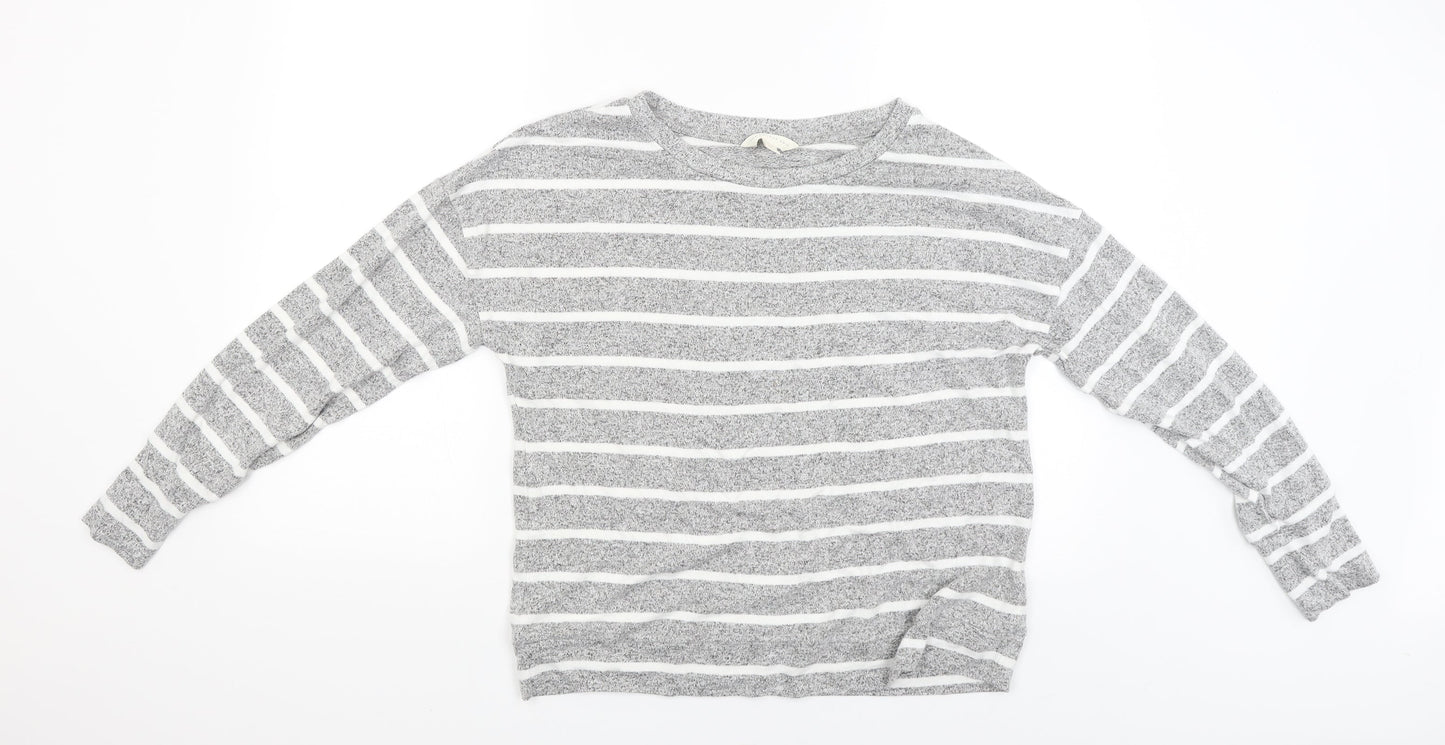 The lounge edit Womens Grey Striped  Pullover Jumper Size 12