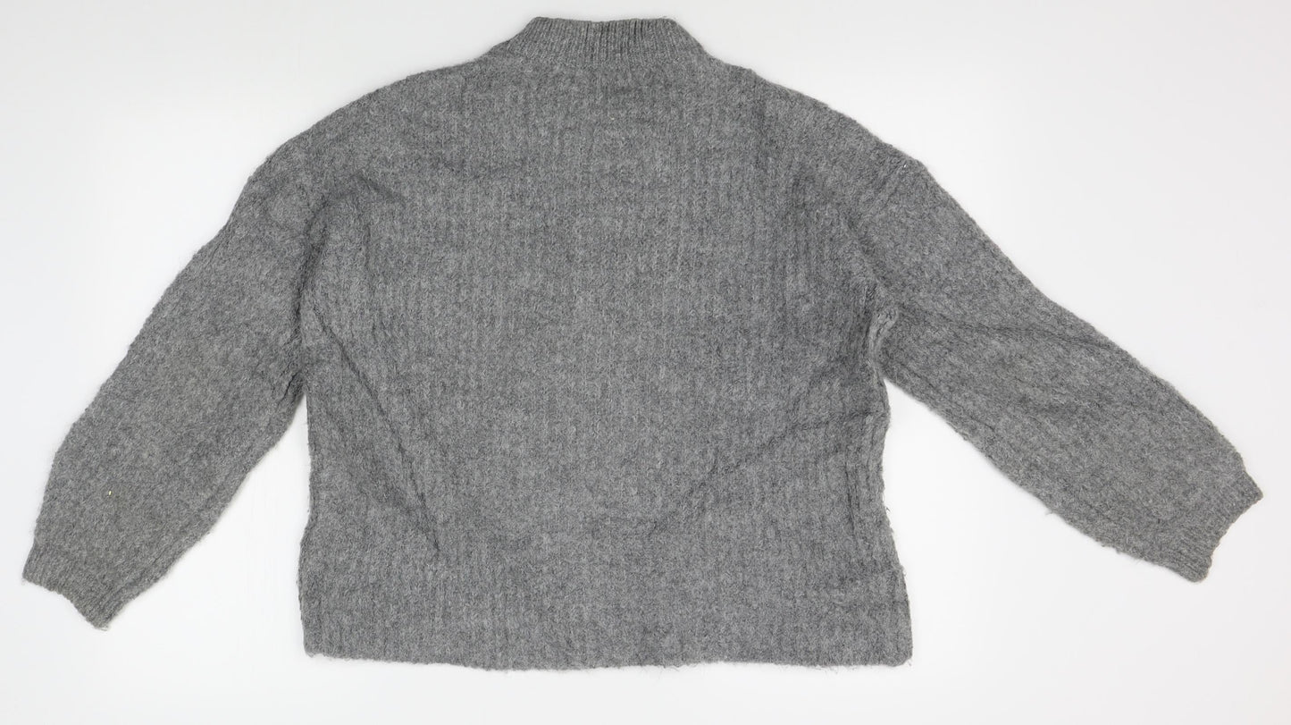 Acrylic Womens Grey   Pullover Jumper Size M