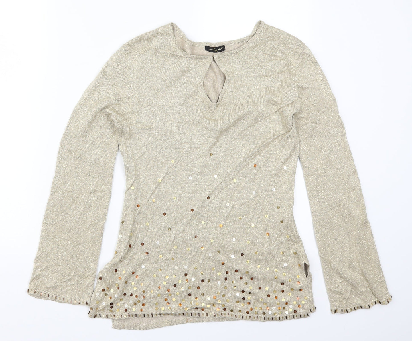 St Bernard Womens Gold  Rayon Pullover Jumper Size 10  - Keyhole Neck