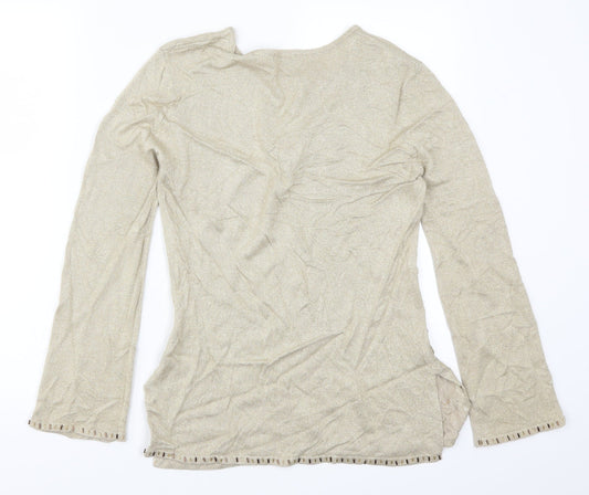 St Bernard Womens Gold  Rayon Pullover Jumper Size 10  - Keyhole Neck
