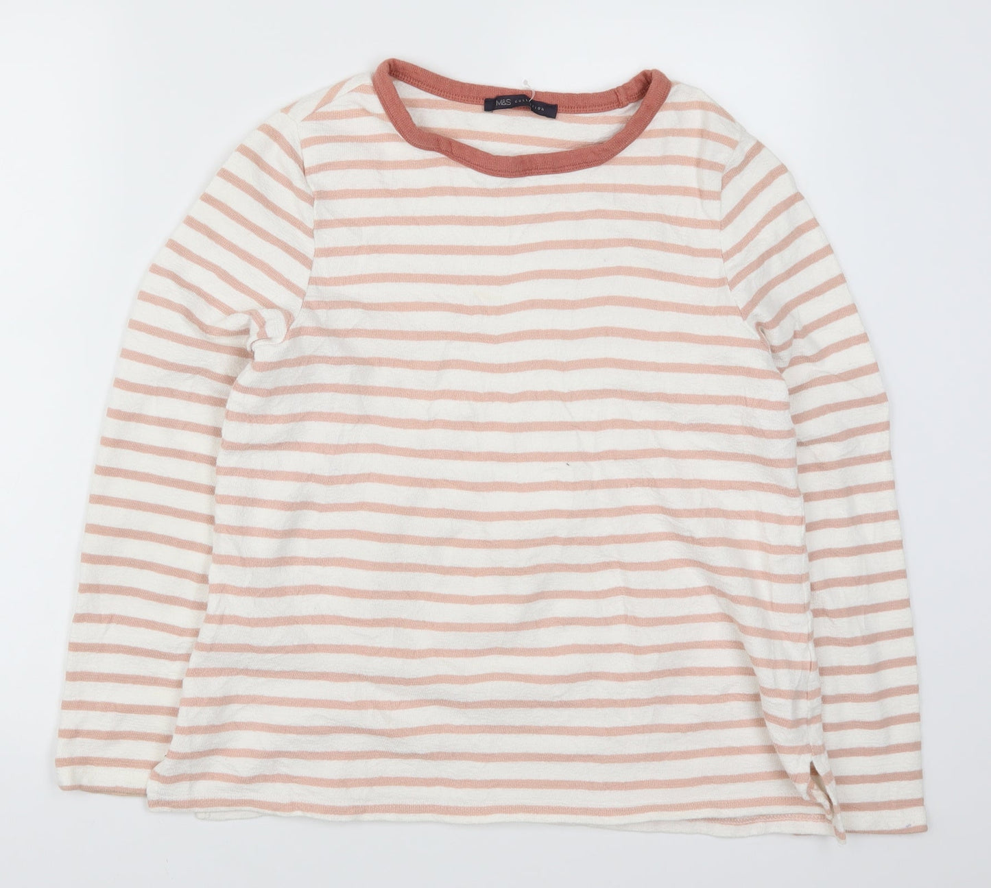 Marks and Spencer Womens Pink Striped  Pullover Jumper Size 12