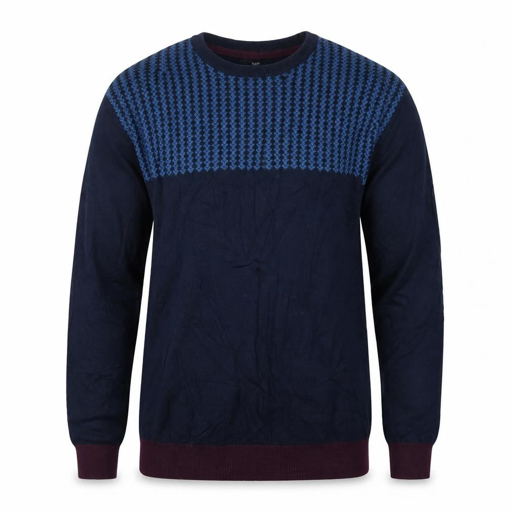 Front view of Easy men’s blue knit jumper, size M