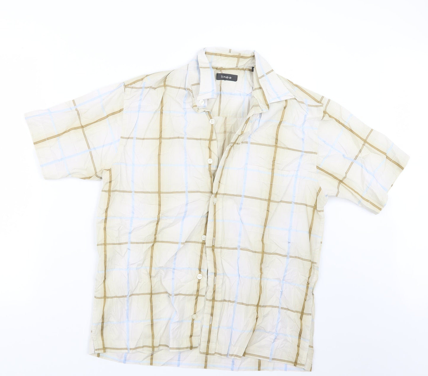 Linea Mens Blue Check   Button-Up Size S