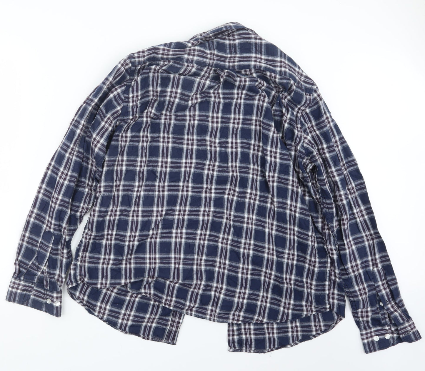EWM Mens Blue Check   Button-Up Size XL