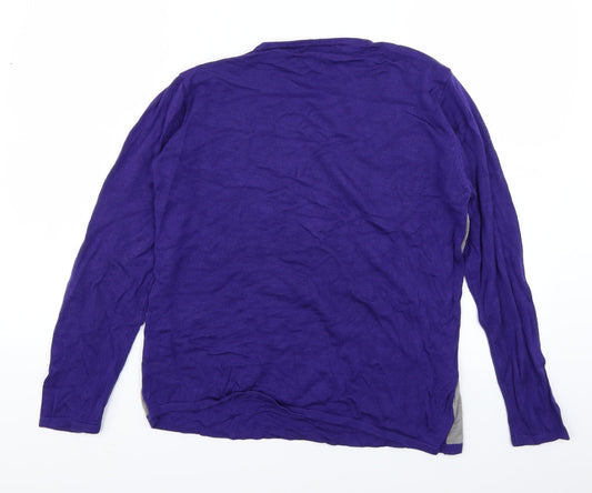 Fay Louise Womens Purple Floral Knit Pullover Jumper Size L