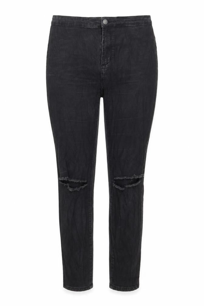 Front view of Denim & Co. women’s grey denim skinny jeans, size UK 14, 28-inch leg