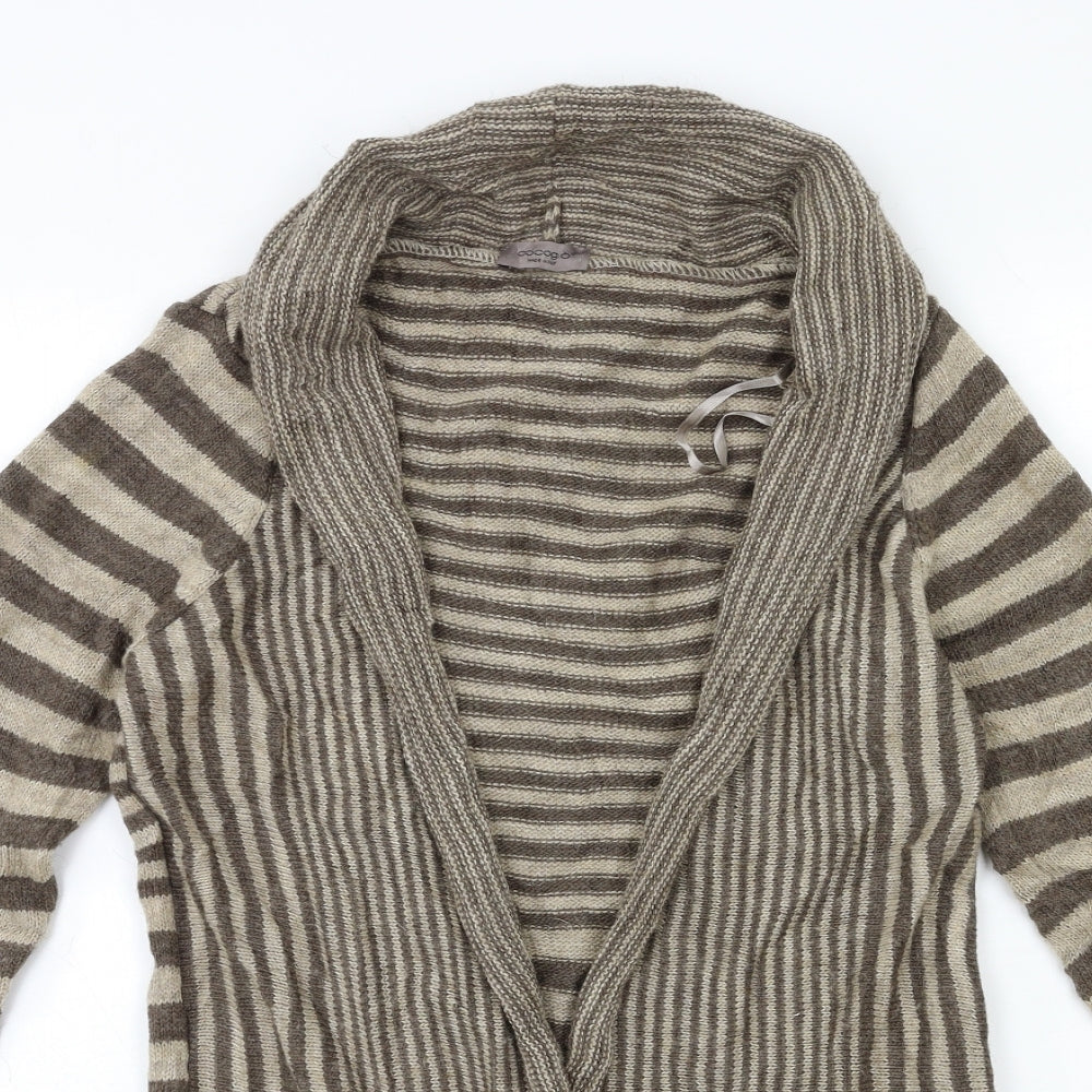 Cocogio Womens Beige Striped Knit Cardigan Jumper Size M
