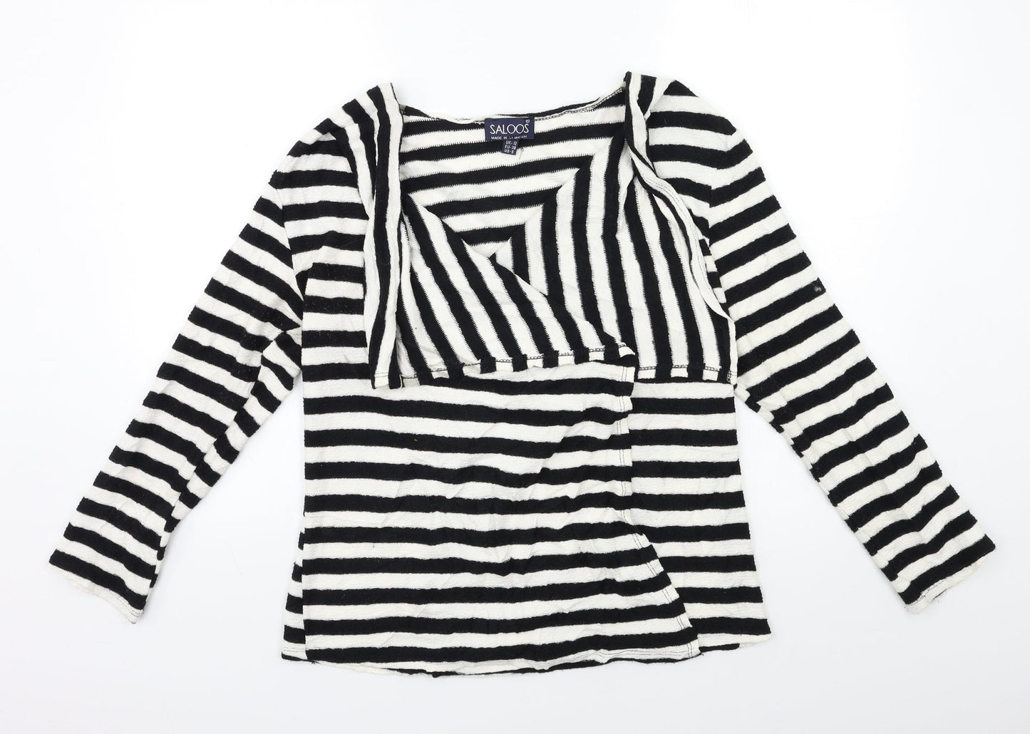 Saloos Womens Black Striped Knit Cardigan Jumper Size 12