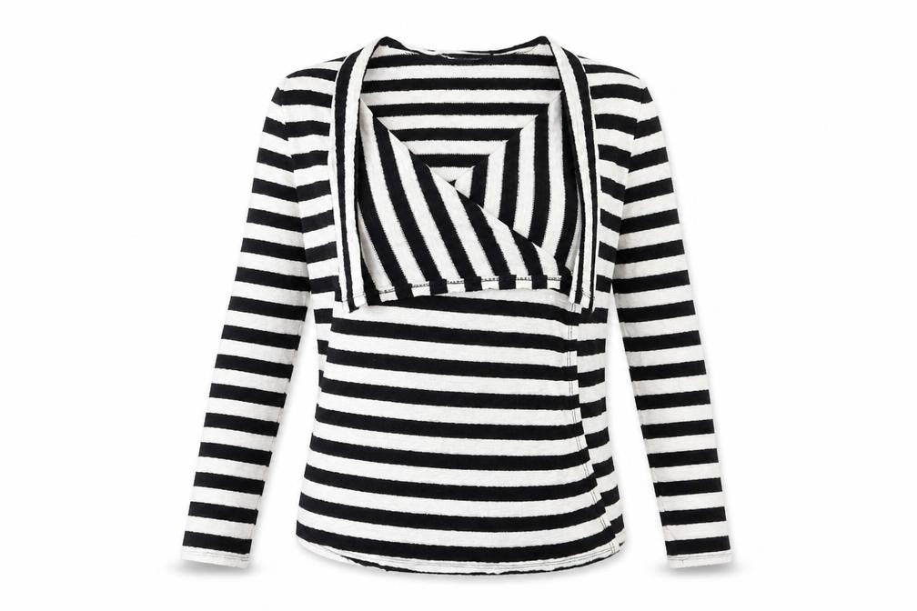 Saloos Womens Black Striped Knit Cardigan Jumper Size 12