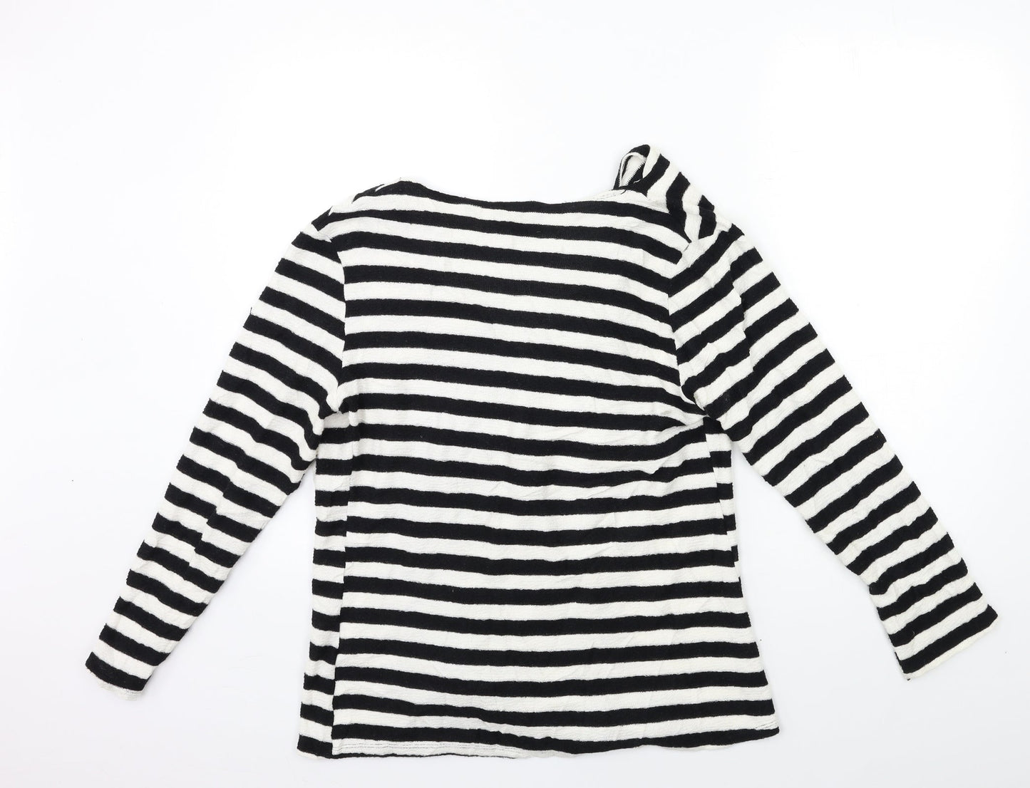 Saloos Womens Black Striped Knit Cardigan Jumper Size 12