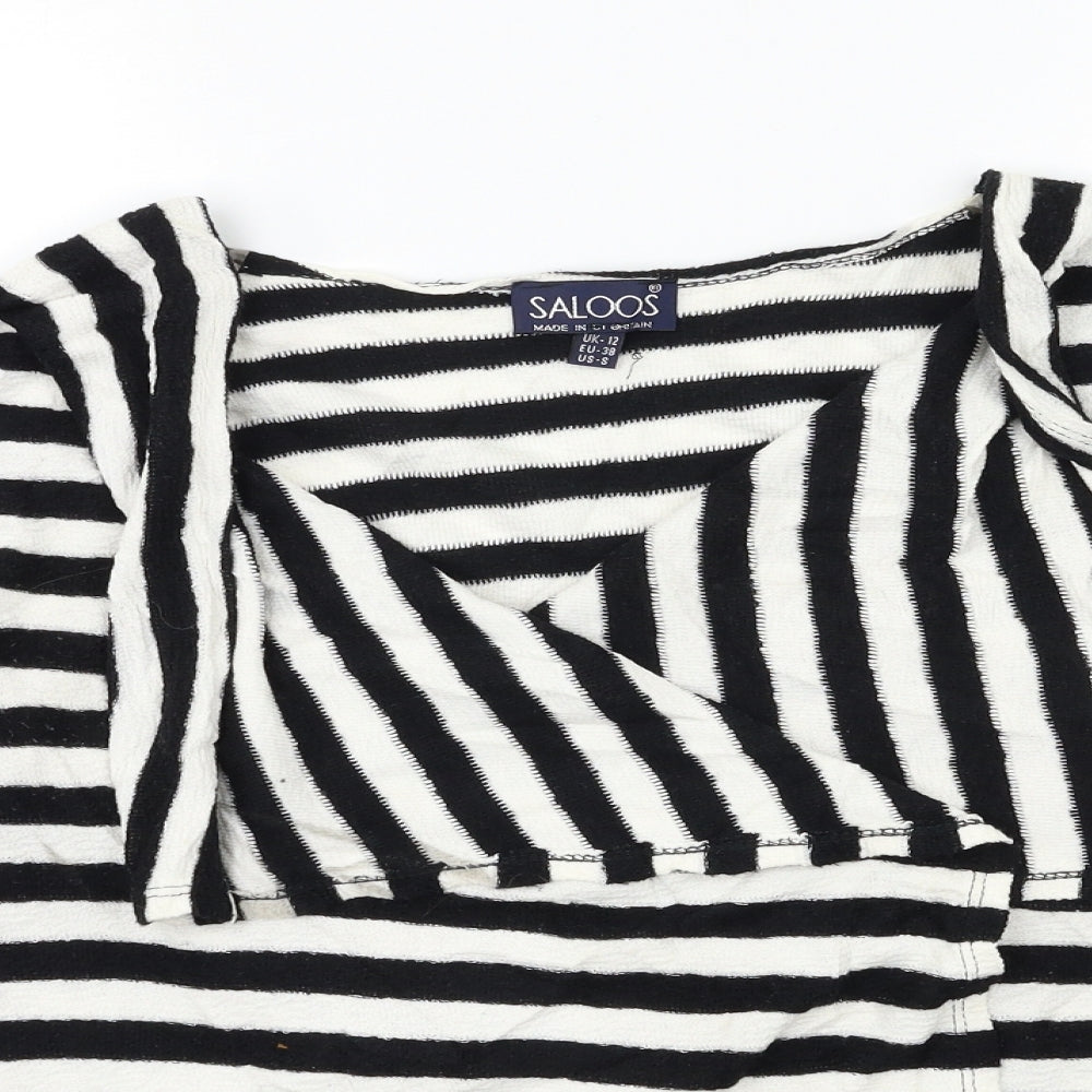 Saloos Womens Black Striped Knit Cardigan Jumper Size 12