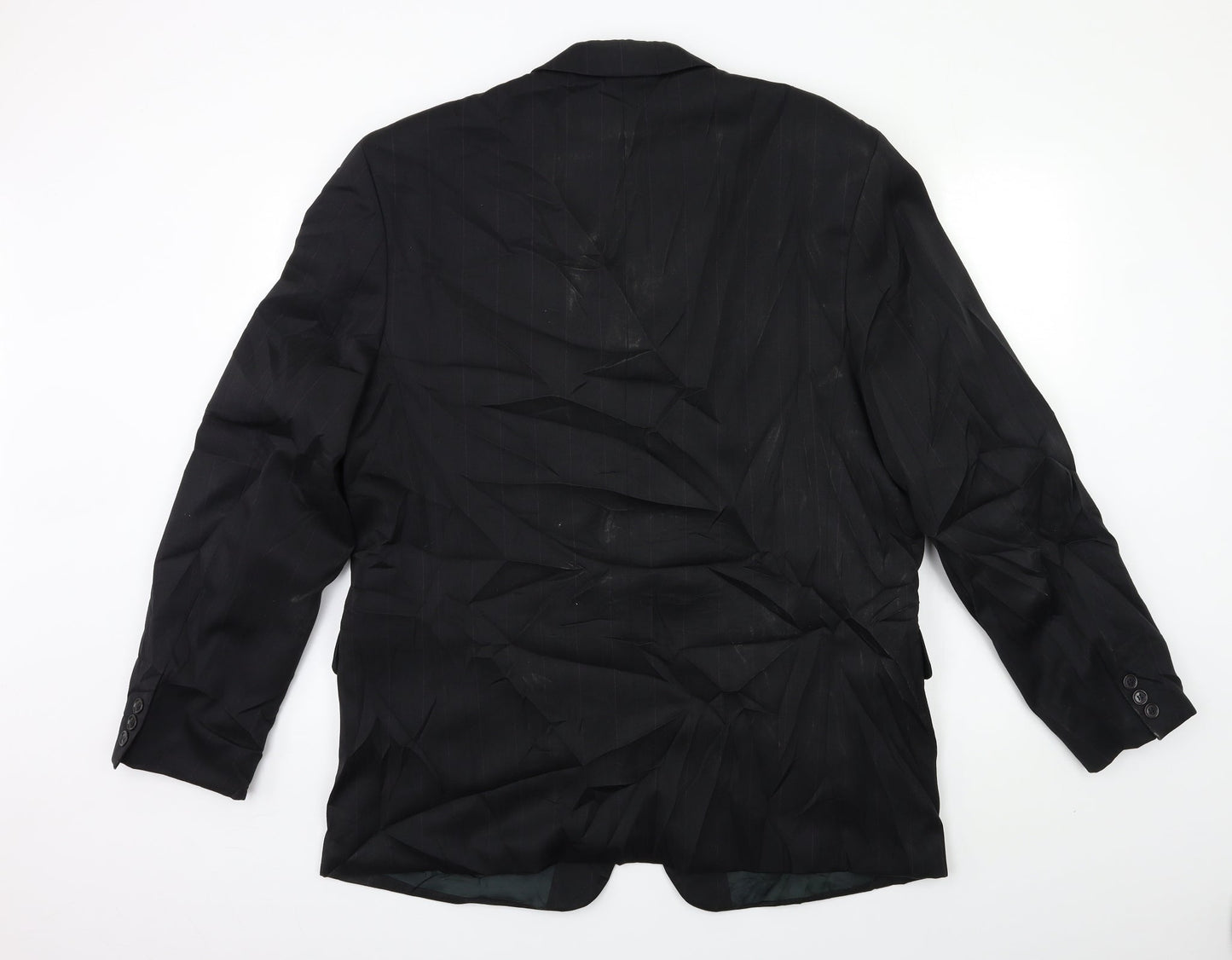 Preworn Mens Black Striped  Jacket Suit Size 44