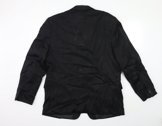 Preworn Mens Black Striped  Jacket Suit Size 44