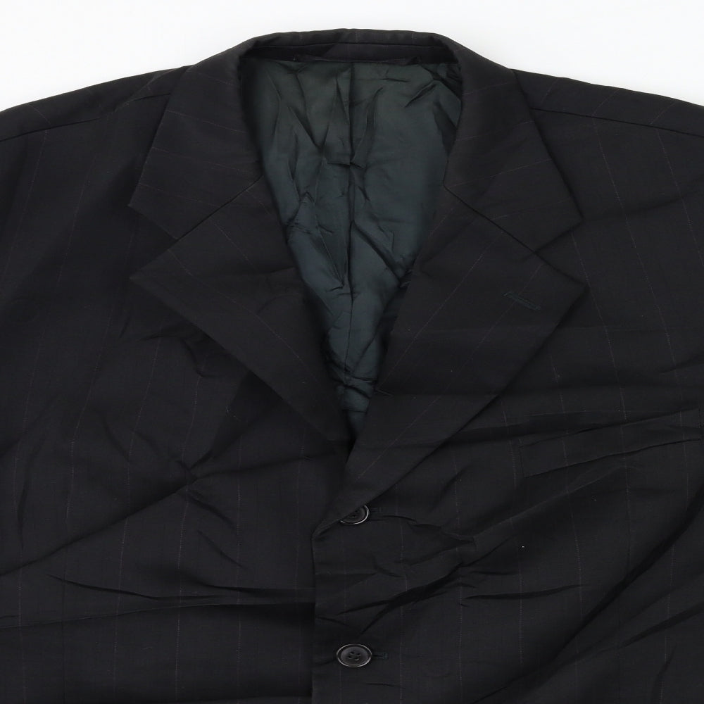 Preworn Mens Black Striped  Jacket Suit Size 44