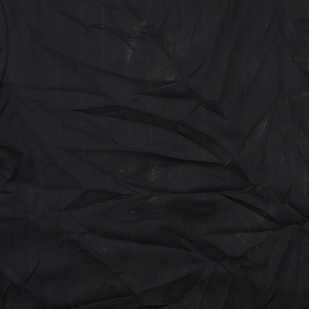 Preworn Mens Black Striped  Jacket Suit Size 44