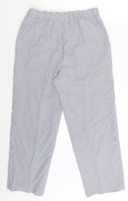 M&S Womens White Check  Sweatpants Trousers Size 8 L23 in