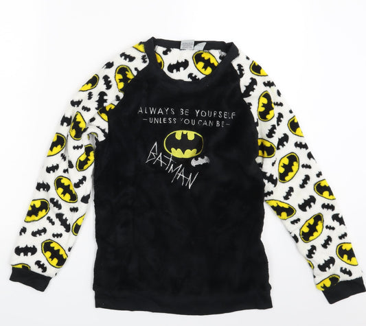 Batman Womens Black Animal Print  Pullover Jumper Size 6  - Batman